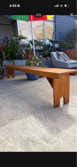 Antique solid wood, long bench 95 wide 11 deep 16 tall