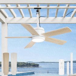 Outdoor Ceiling Fan with Light and Remote