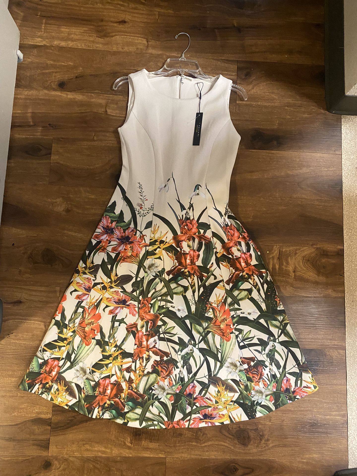 Brand new woman’s Tahari brand white floral dress up for sale
