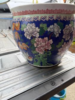 Chinese Cobalt Blue Porcelain Fishbowl Planter