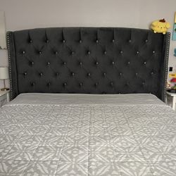 King Size Upholstered Grey Bed