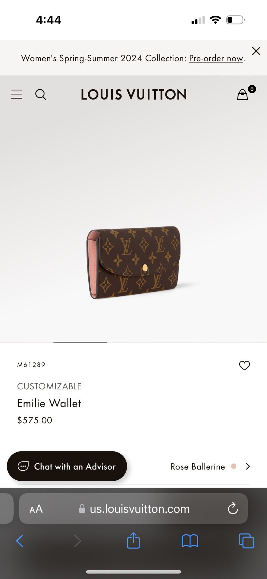 AUTHENTIC LOUIS VUITTON EMILIE WALLET