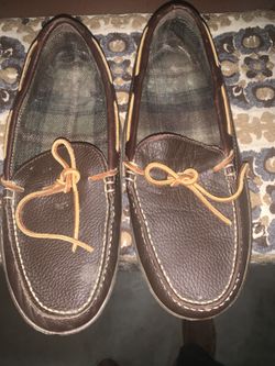 LL Bean Leather and flannel-lined moccasin slippers by L.L. Bean