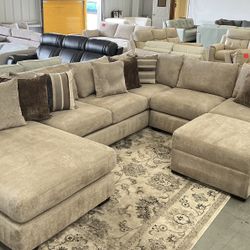 Beige Fabric Sectional 