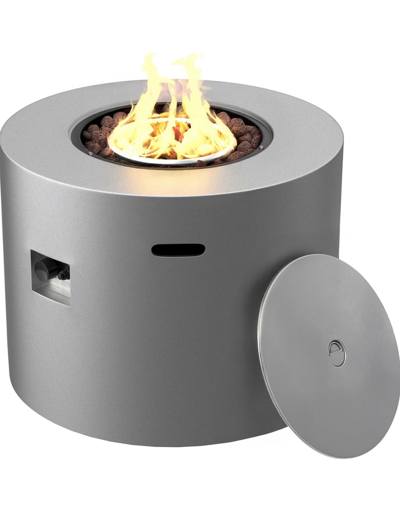 Kinger Home Loren 32-Inch Round Propane Fire Pit Table, Alloy Steel Outdoor Fire Pit with 50,000 BTUs, CSA Certified, Includes Lava Rocks and Weatherp