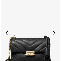 Michael Kors Cece Medium Chevron Outed Leather Chain Shouder Purse