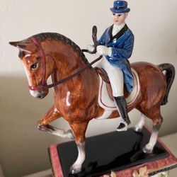 RARE Fitz & Floyd EQUESTRIAN Dressage Saddle Horse Rider Clock Sculpture 