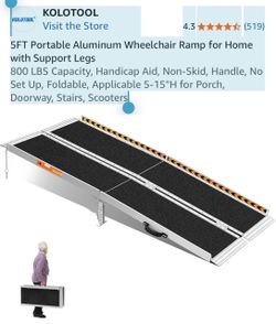 Visit the Store, KOLOTOOL KOLOTOOL Visit the Store 4.3 4.3 out of 5 stars (519) 5FT Portable Aluminum Wheelchair Ramp for Home with Support Legs 800 L