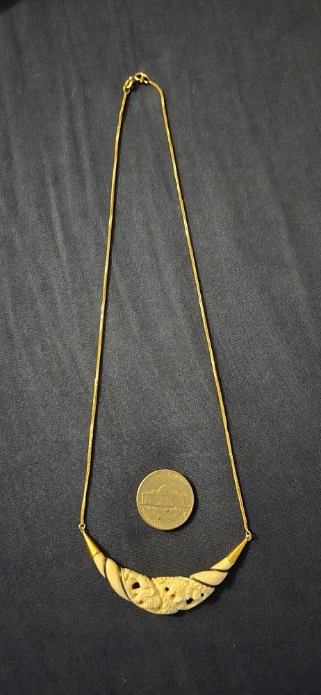 18k Carved Bone Necklace