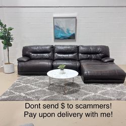 3 Piece Leather Recliner W/ Chaise! 🚛 Delivery Available! 