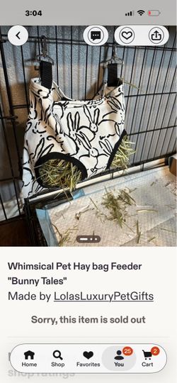 Whimsical Pet Hay bag Feeder "Bunny Tales" Charming Critters Hay Feeder Bag: Bunny Tales