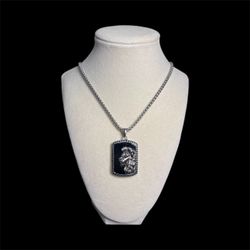 Black Agite Lion Pendant Necklace