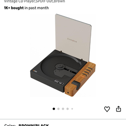 R300 CD Player Portable Bluetooth Desktop Retro CD Players for Home,Without Speakers, Rechargeble Battery Small Compact Vintage CD Player,SPDIF Out,Br