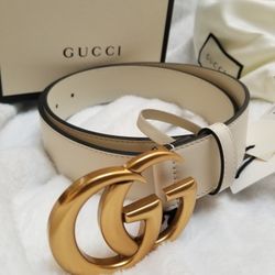 Gucci White GG 1.25" Belt