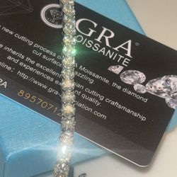 .925 Silver Moissanite Diamond Tennis Necklace 