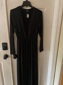 Hot Glam Black Maxi Dress with Corset Detail