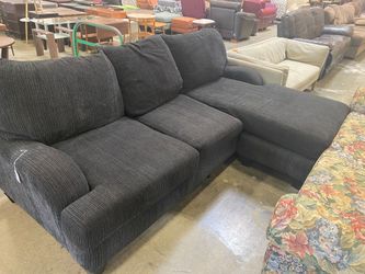 Charcoal Striped Swoop Arm Sectional Sofa