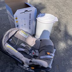 Chicco Key fit 30 Car seat And Base and steel diaper pail