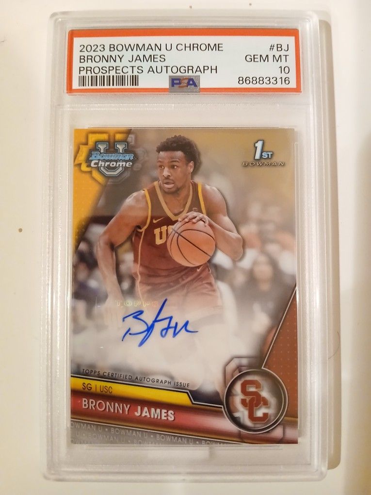 2023 Bowman Chrome University Bronny James 1st Rookie Auto Psa 10