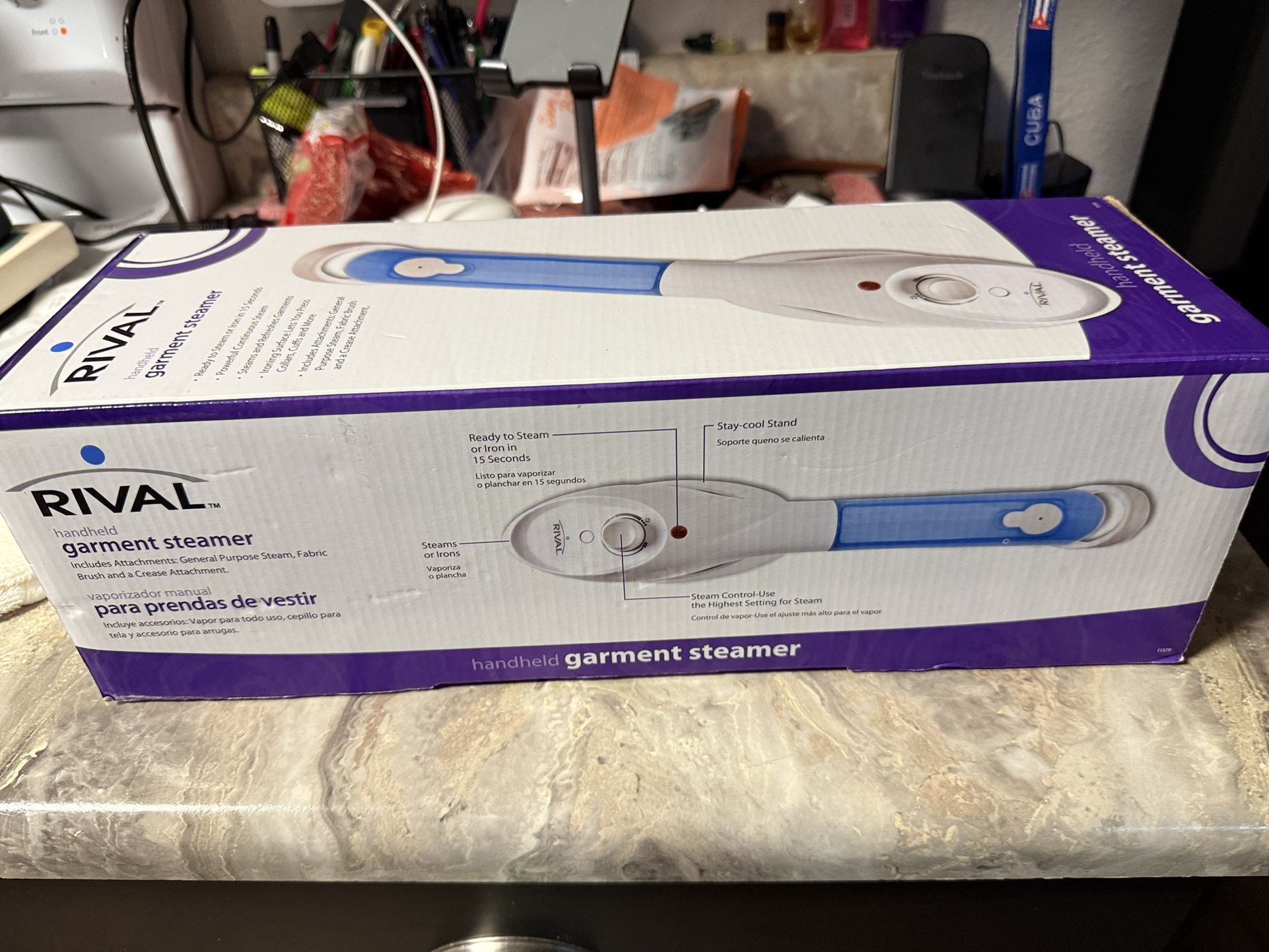 Rival Brand Handheld Garment Steamer Model 11570 in Blue and White