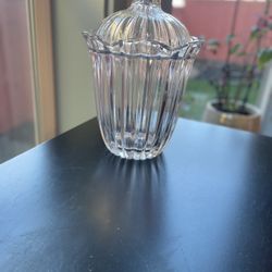 Vintage Ribbed Glass Jar/cookies, Candle, Ice, Multi-use