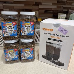 Brand New Automatic Pet Feeder + Cat Treats Bundle