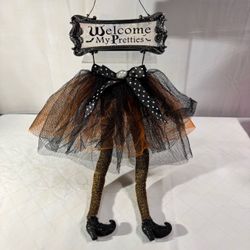 Halloween Witch Legs Welcome Sign Decoration