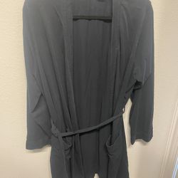 Gillian And O’Malley Women’s Solid Black Tie Robe, L/XL