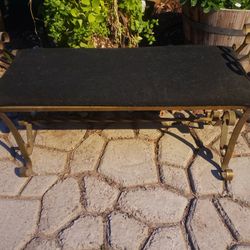 Vintage Gold Metal Scroll Bench / Vanity Bench