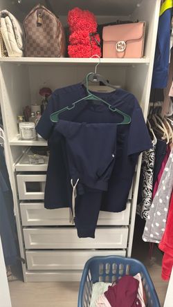 3 set Navy Blue Scrubs Set Top and Pants
