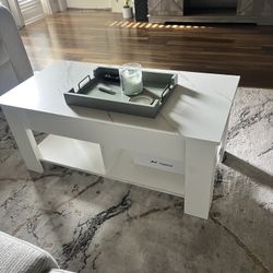 White Wood Finish Coffee Table 