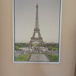 PARIS Theme Rustic Canvas. 30" Inches Height 22" Inches Long Beautiful Piece Good Condition $10