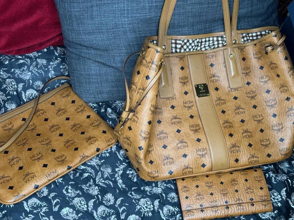 Mcm Reversible Tote Make Up Bag And Wallet  Gently Used.