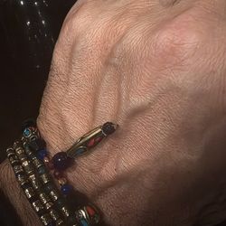 Men's Braslete's  Natural Gemstones Ruby Emerald Sapphire And more  Sterling Silver.