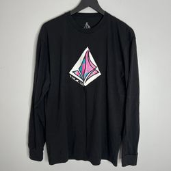 Volcom Stone Creedlecosm Long Sleeve T Shirt Mens Large Black *FLAW*