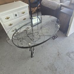Wrought Iron And Glass Coffee Table