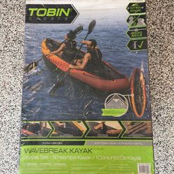 Tobin Sports Wavebreak 2 Person Inflatable Kayak Set w/ Pump & Paddles