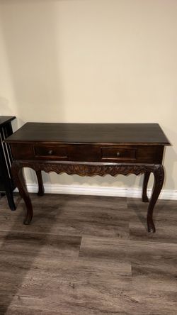 Vintage  natural wood console table with two drawers vintage natural wood console table with two drawers