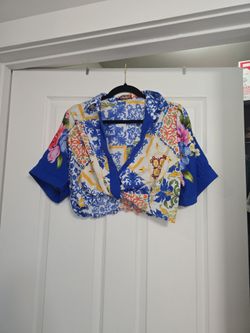 Blue fancy crop top