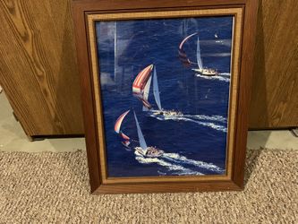 Framed Glass Sailboat Picture