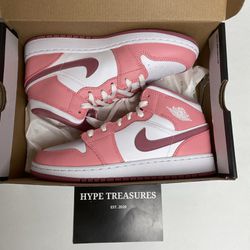 New Jordan 1 Mid Pink/White 6Y HYPETREASURES 