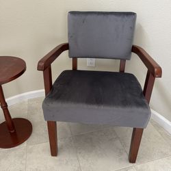 Two Wooden Armchairs with Small Table