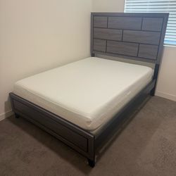 Full Size Bed Frame with Headboard , Bed Platform & Mattress
