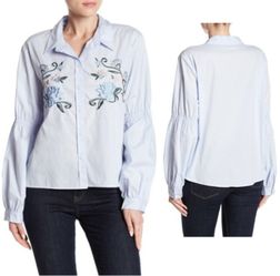 NWT Sanctuary anthropologie embroidered long bubble sleeve shirt