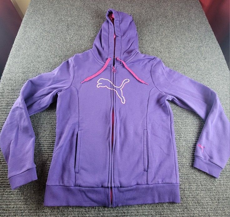 Girls Puma Large Purple Full Zip Hoodie Pullover