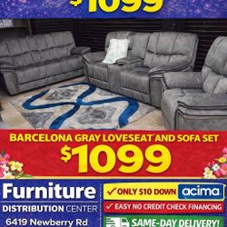 BARCELONA GRAY LOVESEAT AND SOFA SET ONLY $1099!!