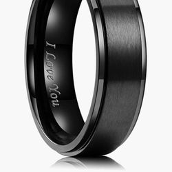 King Will Men 6mm Black Matte Brushed Stainless Steel Ring