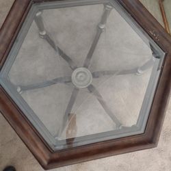 6 Leg wood And Metal Coffee Table 