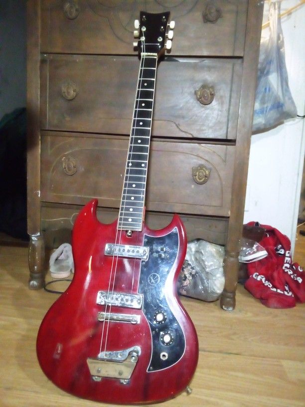 Vtg Red Electric Kay Guitar