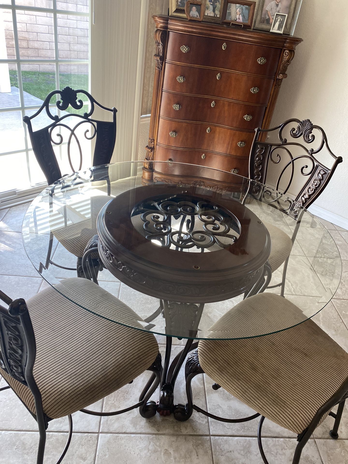 Ashley furniture kitchen table with four matching chairs
